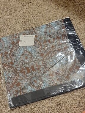 Paisley-Print Women's Scarf in Brown and Light Blue - Unbranded
